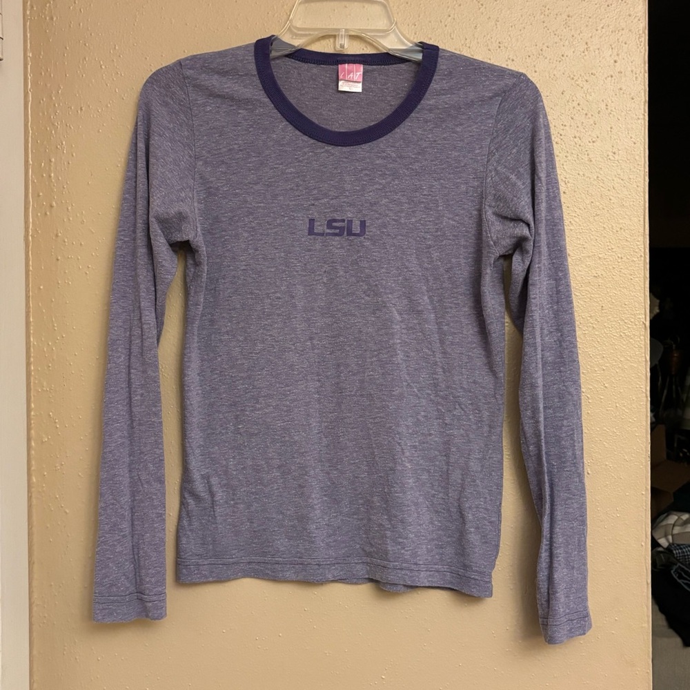 LSU Purple Long Sleeve Ringer Tee - Women's
